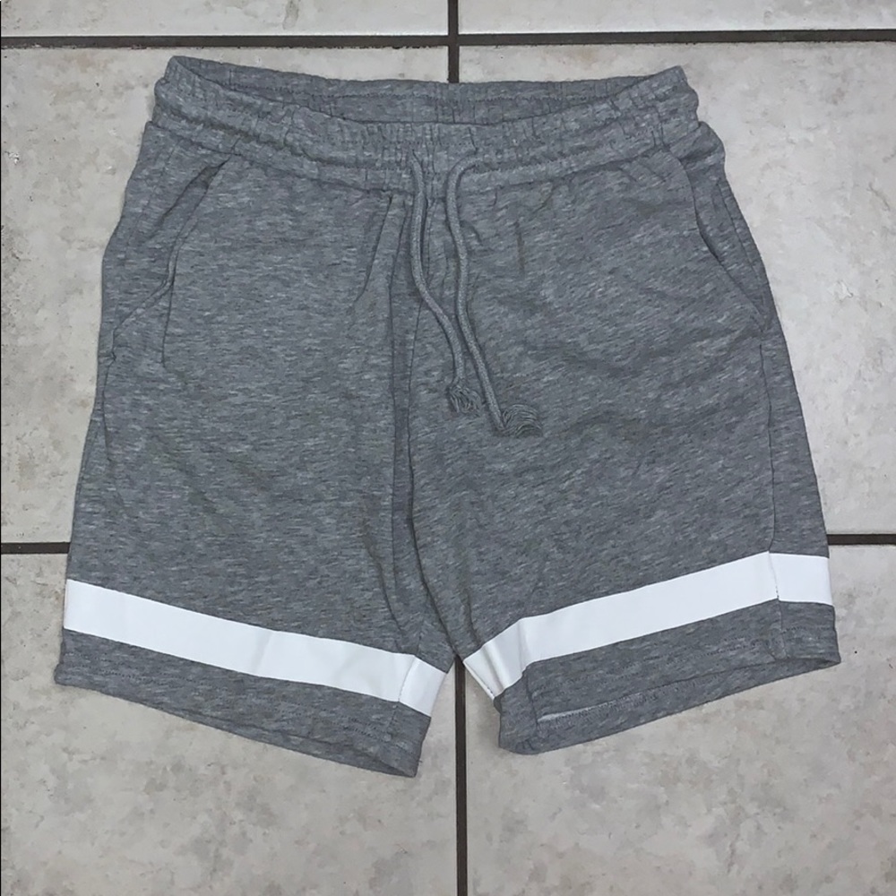 h&m grey stripe shorts